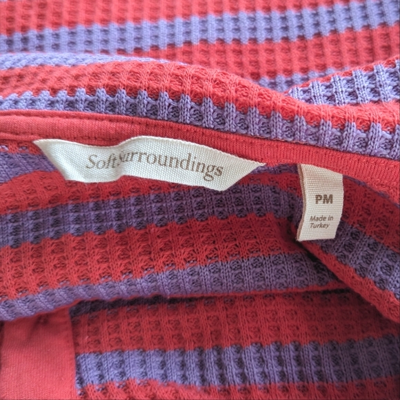 Soft Surroundings Petite Serene Striped Waffle Knit Top - Picture 2 of 9